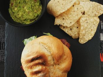 High angle view of breakfast