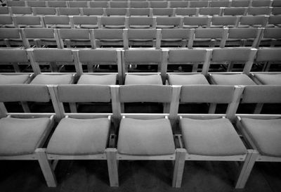 Full frame shot of chairs in cathedral