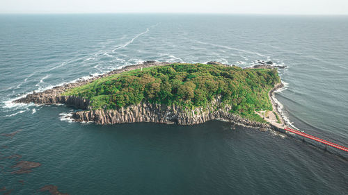 High angle view of sea against sky