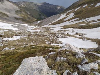 Scenic view of snowcapped mountains