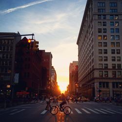 City street at sunset