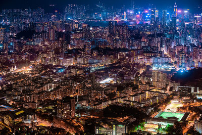 Illuminated cityscape at night