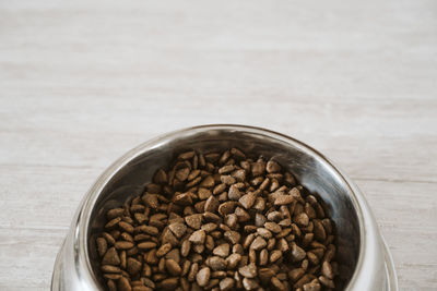 High angle view of coffee beans on table