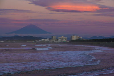 Scenic view of sea against sky during sunset