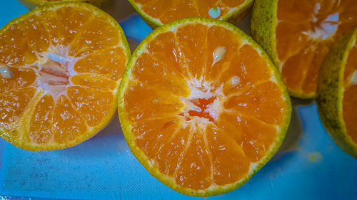 High angle view of fruits on table