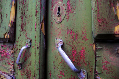 Close-up of rusty metal door