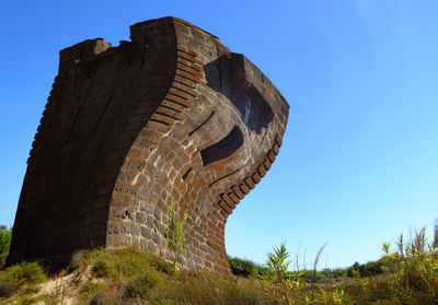 Low angle view of historical building against blue sky