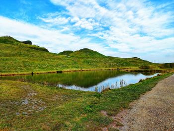 Scenic view of lake against sky