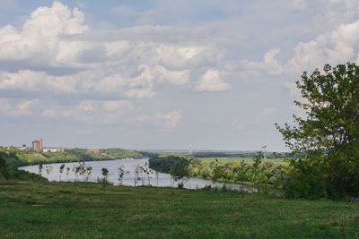 Scenic view of field against sky