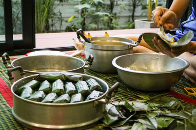 Close-up of food in bowl on table