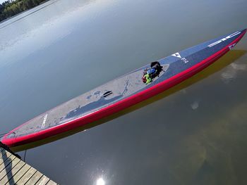 High angle view of man on boat