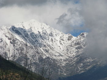 Snowcapped mountains against sky