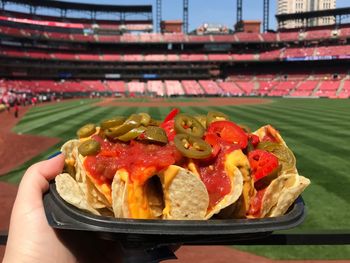 Nachos at a baseball game