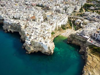 Polignano aerial view, from above, puglia