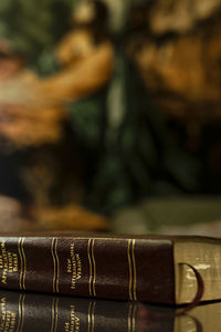 Close-up of book on table