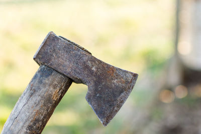 Close-up photo of a old axe