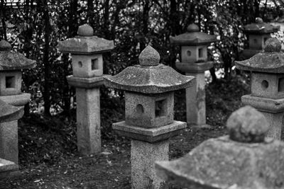 View of cemetery against trees