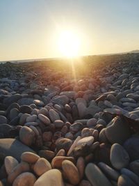 View of stones at sunset