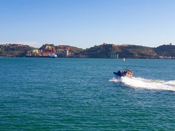 Scenic view of sea against clear sky