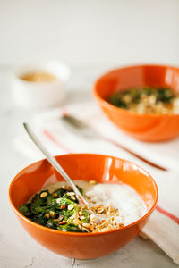 Close-up of soup in bowl