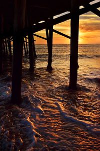 Scenic view of sea against sky at sunset