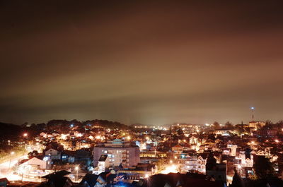 Illuminated cityscape at night