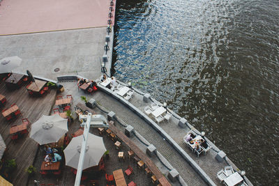 High angle view of pier over sea