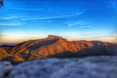 Scenic view of landscape against sky during sunset