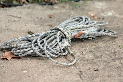 Close-up of rope tied on stone