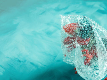 High angle view of ice cream in swimming pool