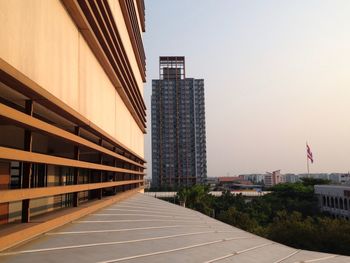 Modern buildings against clear sky