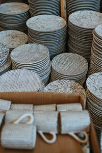 Full frame shot of pottery for sale