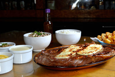 Close-up of food on table