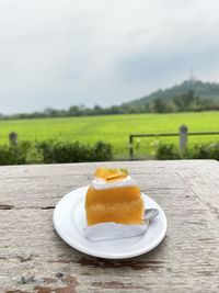 Close-up of dessert on table