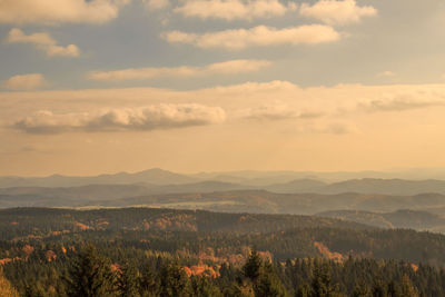 Scenic view of landscape against sky during sunset