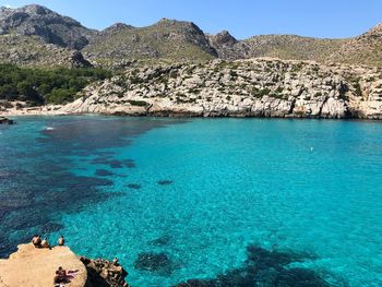 Scenic view of sea and mountains