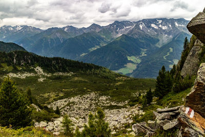 Scenic view of mountains against sky