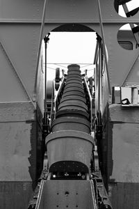 High angle view of staircase in train