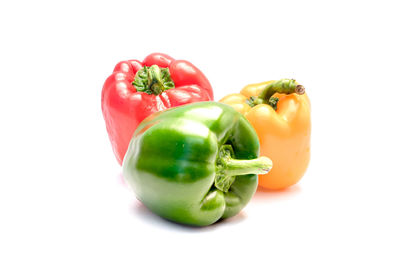 Close-up of red bell pepper against white background