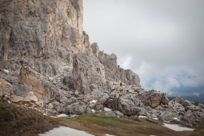 Rock formations on landscape against sky