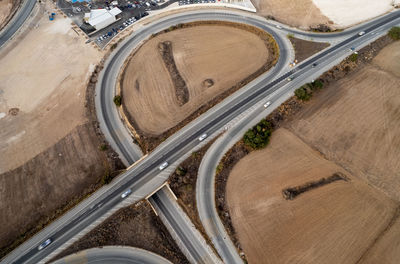 High angle view of vehicles on road