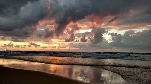 Panoramic view of sea against sky during sunset