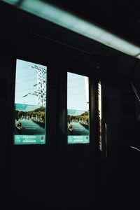 View of train through window