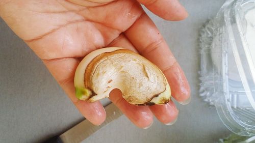 Close-up of hand holding burger