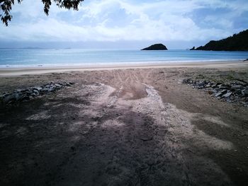 Scenic view of beach against sky