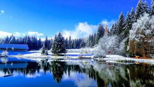 Roana lake located in the asiago plateau in veneto, a tourist place