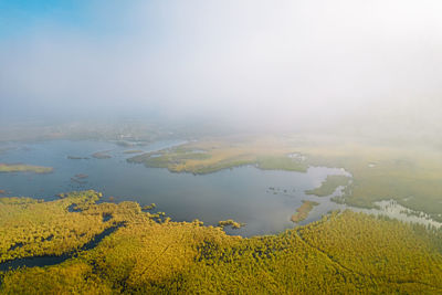 Aerial view of delta in autumn