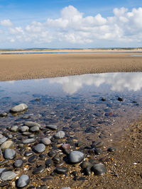 Scenic view of beach against sky