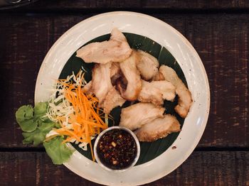 Directly above shot of food in bowl on table