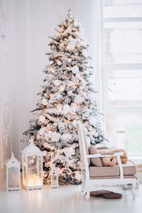 Christmas tree on table at home